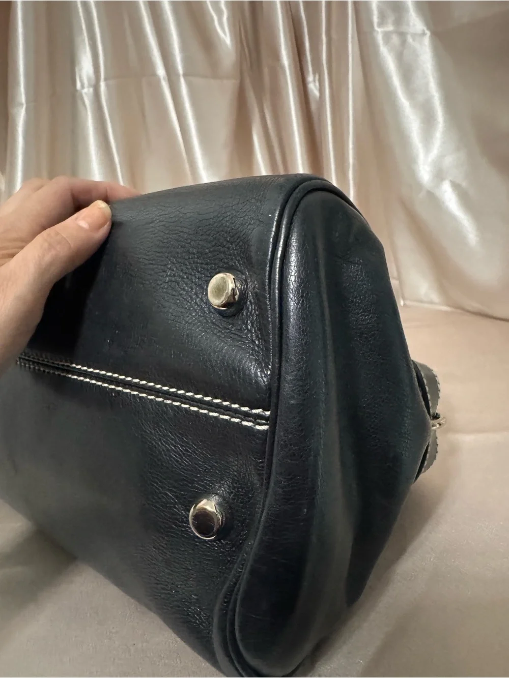 Marc Jacobs Daria Black Leather Top-Handle Satchel with silver Hardware